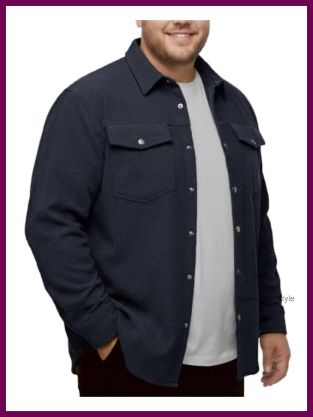 Men's Waffle Corduroy Shirt Jacket Big & Tall Shacket Button Down Overshirt